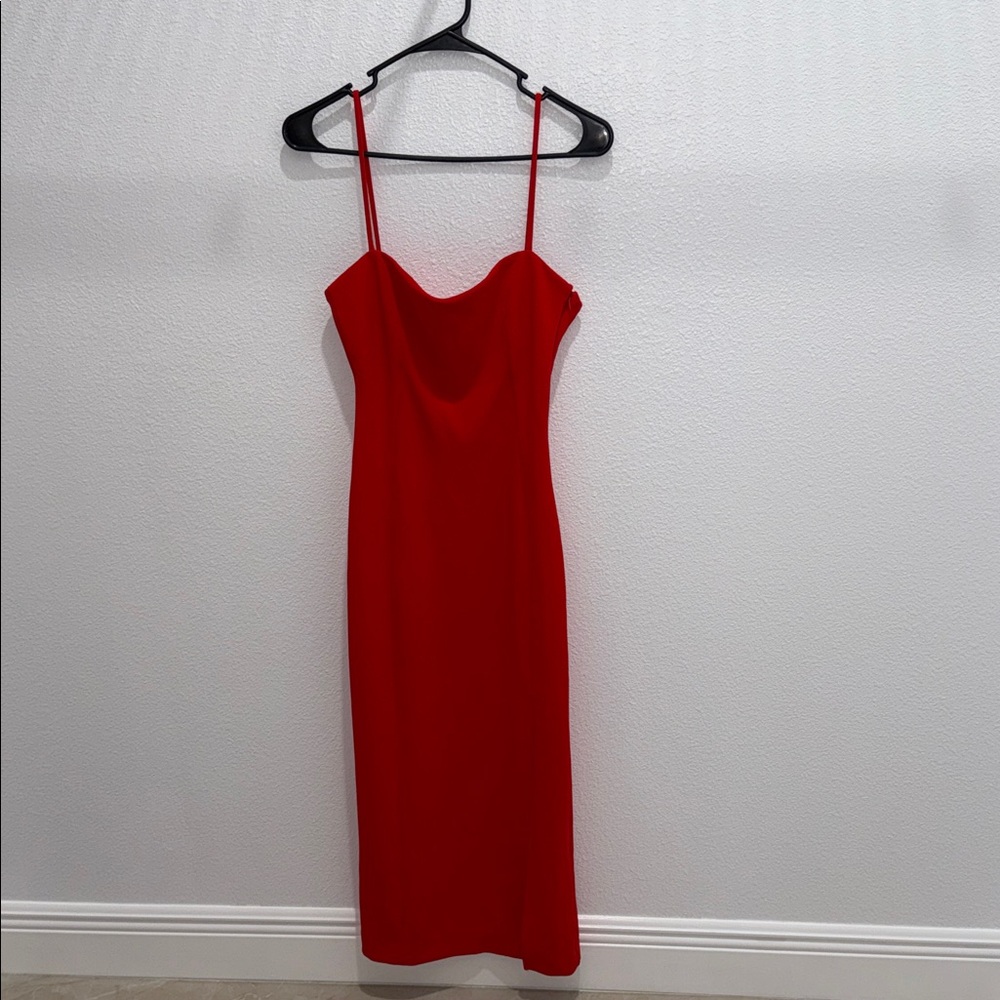Elegant Red Spaghetti Strap Dress